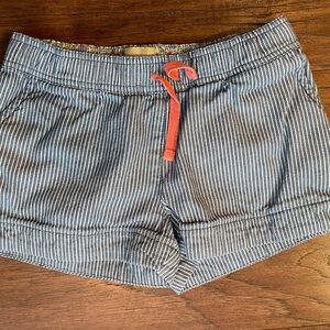 Boden Chambray Striped Shorts with heart pockets